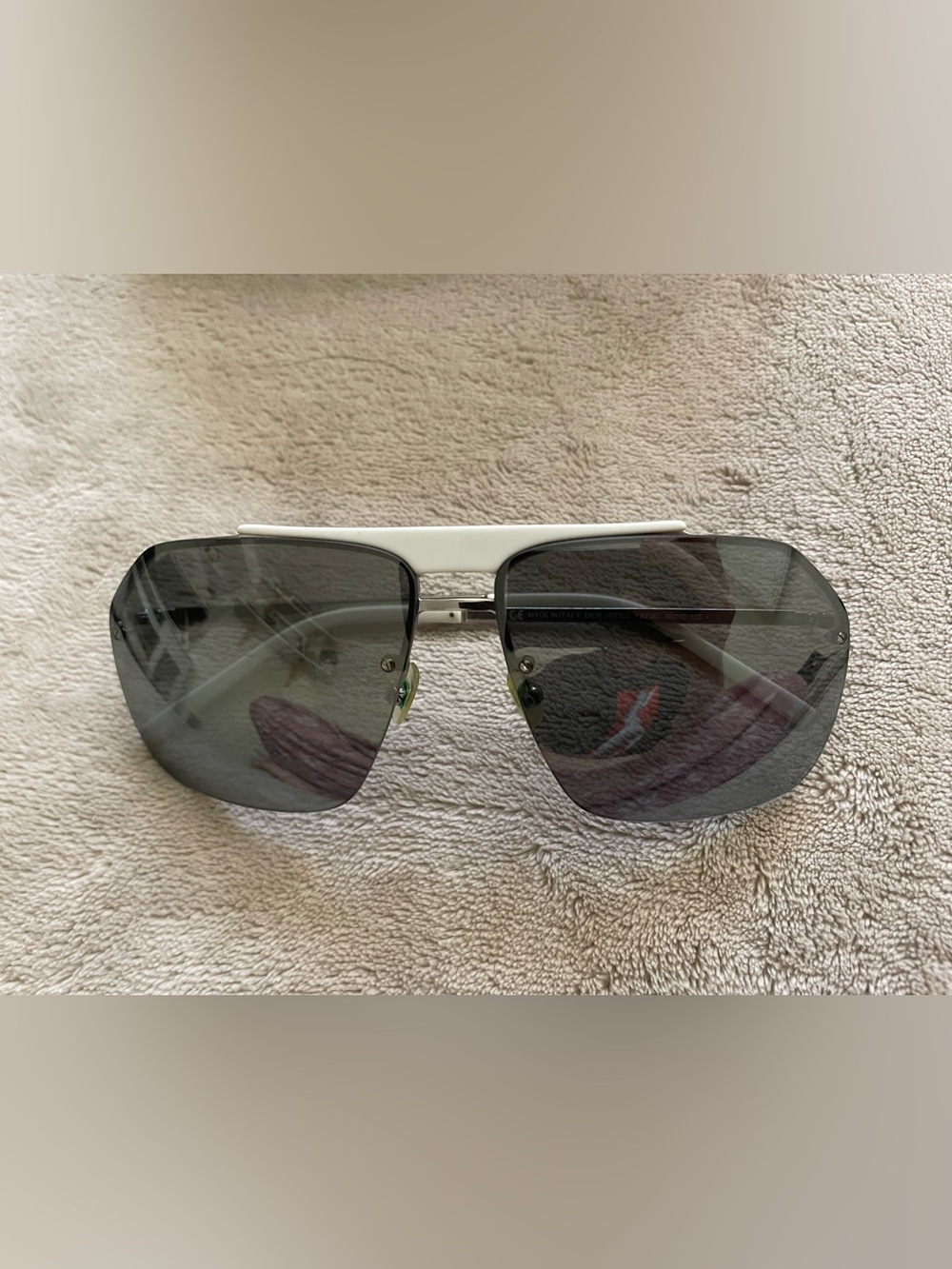 Vintage Authentic Dior Men's Sunglasses in White and Black Lenses